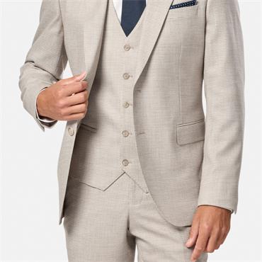 Benetti Lucas Houndstooth Waistcoat Stone