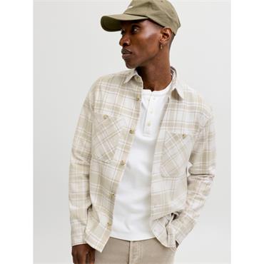 Jack & Jones Rayle Linen Check Overshirt Moonbeam