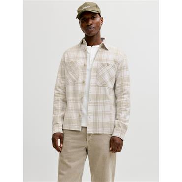 Jack & Jones Rayle Linen Check Overshirt Moonbeam