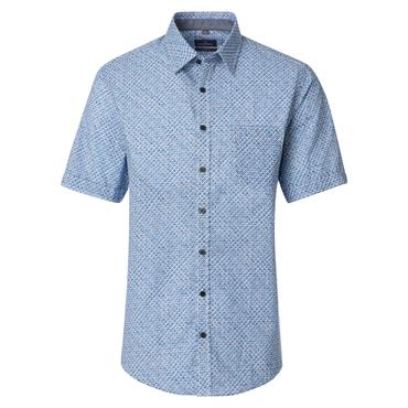 Casa Moda Print Short Sleeve Shirt Blue