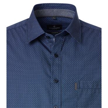 Casa Moda Print Short Sleeve Shirt Blue