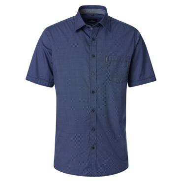 Casa Moda Print Short Sleeve Shirt Blue