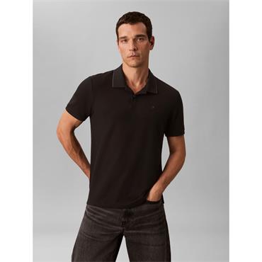Calvin Klein Refined Pique Tipped Polo Black