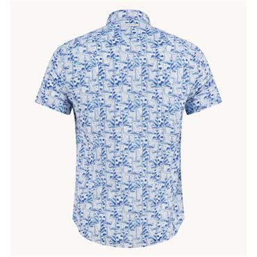 A Fish Named Fred Saling Boats Short Sleeve Shirt Blue