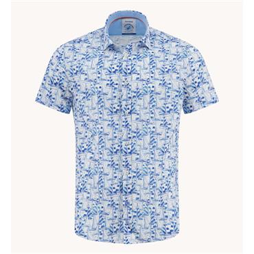 A Fish Named Fred Saling Boats Short Sleeve Shirt Blue