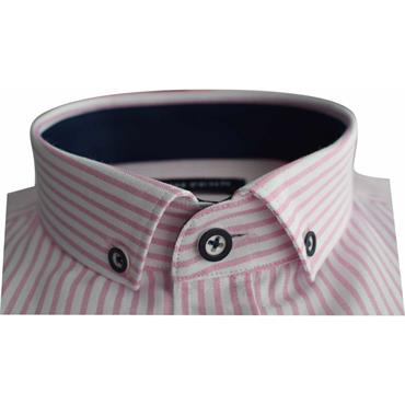 Tom Penn Shirt Sleeve Oxford Stripe Shirt Pink