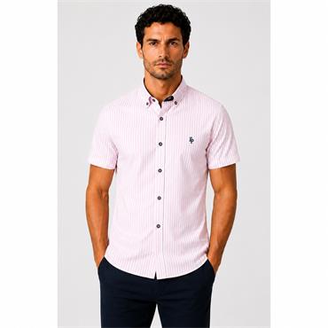 Tom Penn Shirt Sleeve Oxford Stripe Shirt Pink