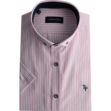 Tom Penn Shirt Sleeve Oxford Stripe Shirt Pink