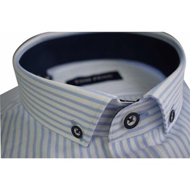 Tom Penn Shirt Sleeve Oxford Stripe Shirt Sky