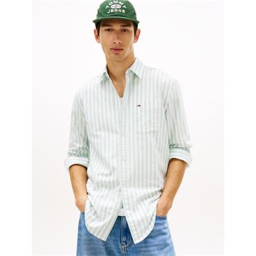 Tommy Jeans Stripe Oxford Shirt Green