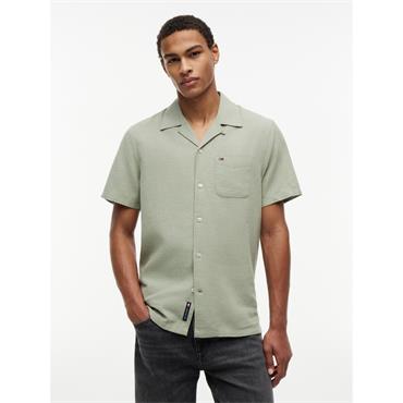 Tommy Jeans Linen Short Sleeve Shirt Olive