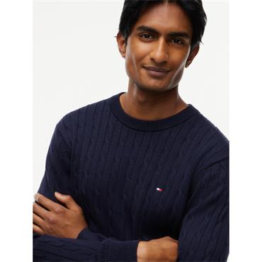 Tommy Hilfiger Classic Cotton Cable Crew Knit Navy