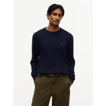Tommy Hilfiger Classic Cotton Cable Crew Knit Navy