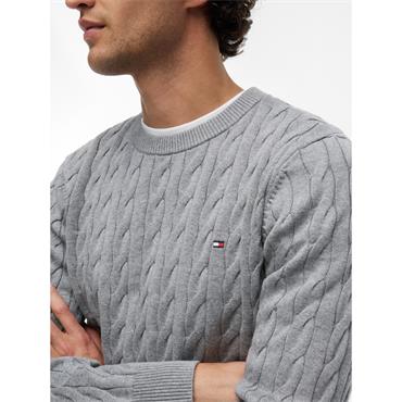 Tommy Hilfiger Classic Cotton Cable Crew Knit Grey