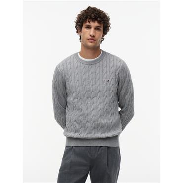 Tommy Hilfiger Classic Cotton Cable Crew Knit Grey