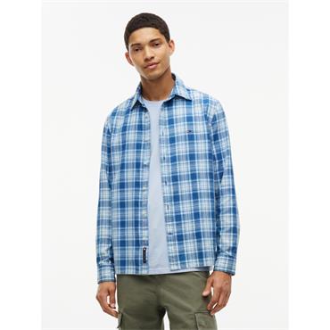 Tommy Jeans Dobby Check Shirt Blue