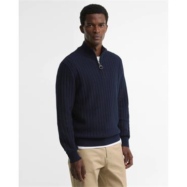 Barbour Herringbone Knittted 1/4 Zip Navy