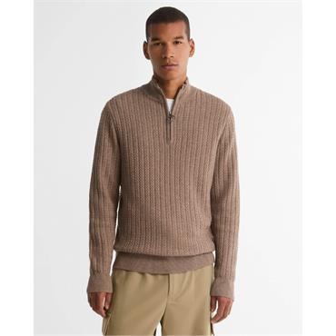 Barbour Herringbone Knittted 1/4 Zip Stone