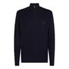 Tommy Hilfiger Classic Cotton Cable Quarter-Zip Knit Navy