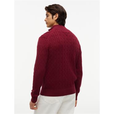 Tommy Hilfiger Classic Cotton Cable Quarter-Zip Knit Burgundy