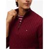 Tommy Hilfiger Classic Cotton Cable Quarter-Zip Knit Burgundy