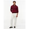Tommy Hilfiger Classic Cotton Cable Quarter-Zip Knit Burgundy
