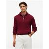 Tommy Hilfiger Classic Cotton Cable Quarter-Zip Knit Burgundy