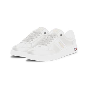 Tommy Jeans Lightweight Flag Leather Court Trainer Ecru