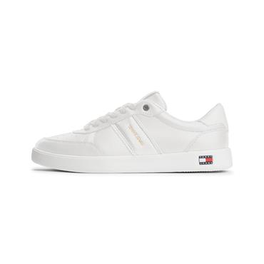 Tommy Jeans Lightweight Flag Leather Court Trainer Ecru