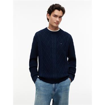 Tommy Jeans Classic Flag Cable Jumper Dark Blue