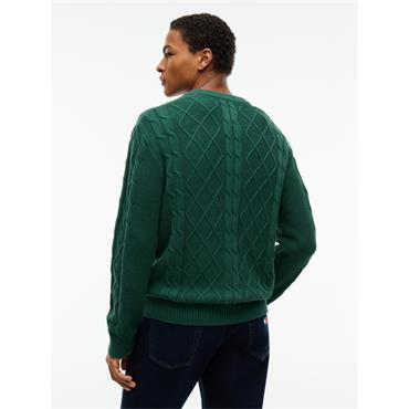Tommy Jeans Classic Flag Cable Jumper Velvet Green