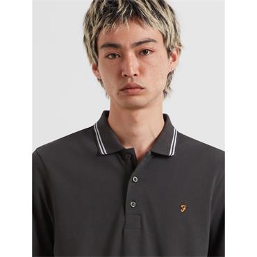 Farah Bowes Tipped Polo Tee Washed Black