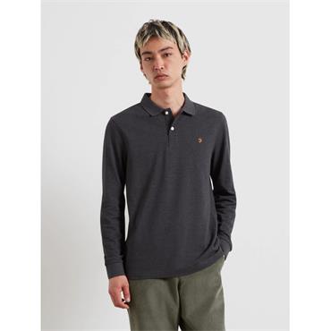 Farah Cunningham Long Sleeve Polo Washed Black