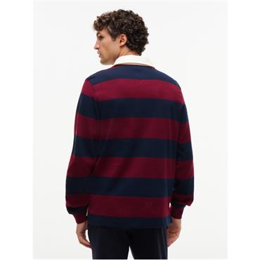 Tommy Hilfiger Stripe Rugby Shirt Burgundy