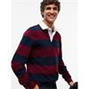 Tommy Hilfiger Stripe Rugby Shirt Burgundy