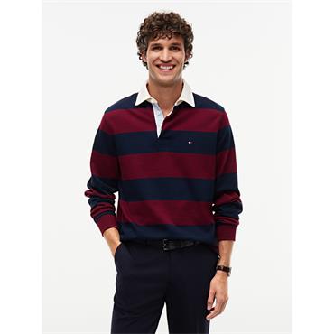 Tommy Hilfiger Stripe Rugby Shirt Burgundy