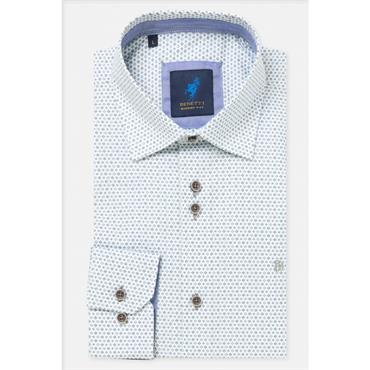 Benetti London Print Shirt Blue