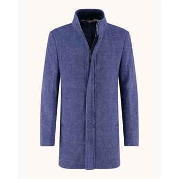 A Fish Named Fred Funnel Neck Coat Blue
