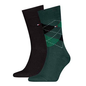 Tommy Hilfiger 2 Pack Argyle Check Socks Evergreen