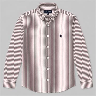Tom Penn Stripe Oxford Shirt Burgundy