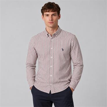 Tom Penn Stripe Oxford Shirt Burgundy