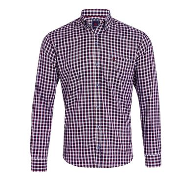 André Fahy Check Shirt Burgundy