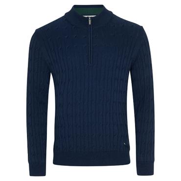 Drifter Quarter-Zip Cable Stitch knit Dark Blue