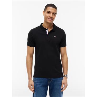 Tommy Jeans Slim Placket Polo Black