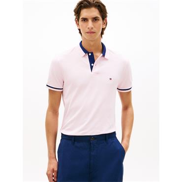 Tommy Hilfiger Contrast Collar Block Polo Pink Lily