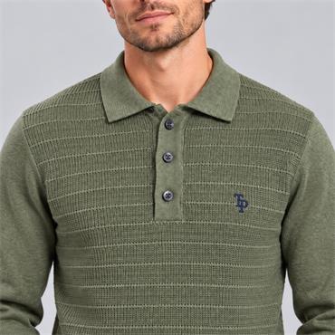 Tom Penn 3 Button Knitted Polo Olive