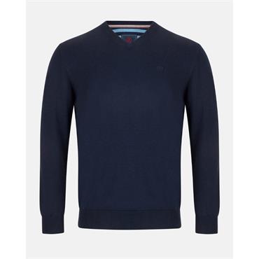 André Valencia V-Neck Jumper Navy