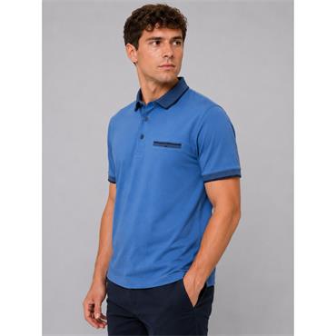 Advise Knitted Collar Polo Blue