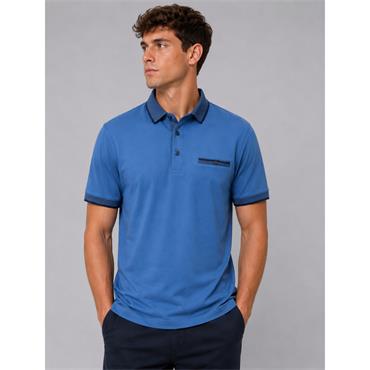Advise Knitted Collar Polo Blue