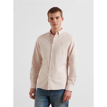 Farah Steen Slim Fit Brushed Cotton Shirt Pink